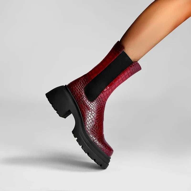Botas western con plataforma y efecto cocodrilo