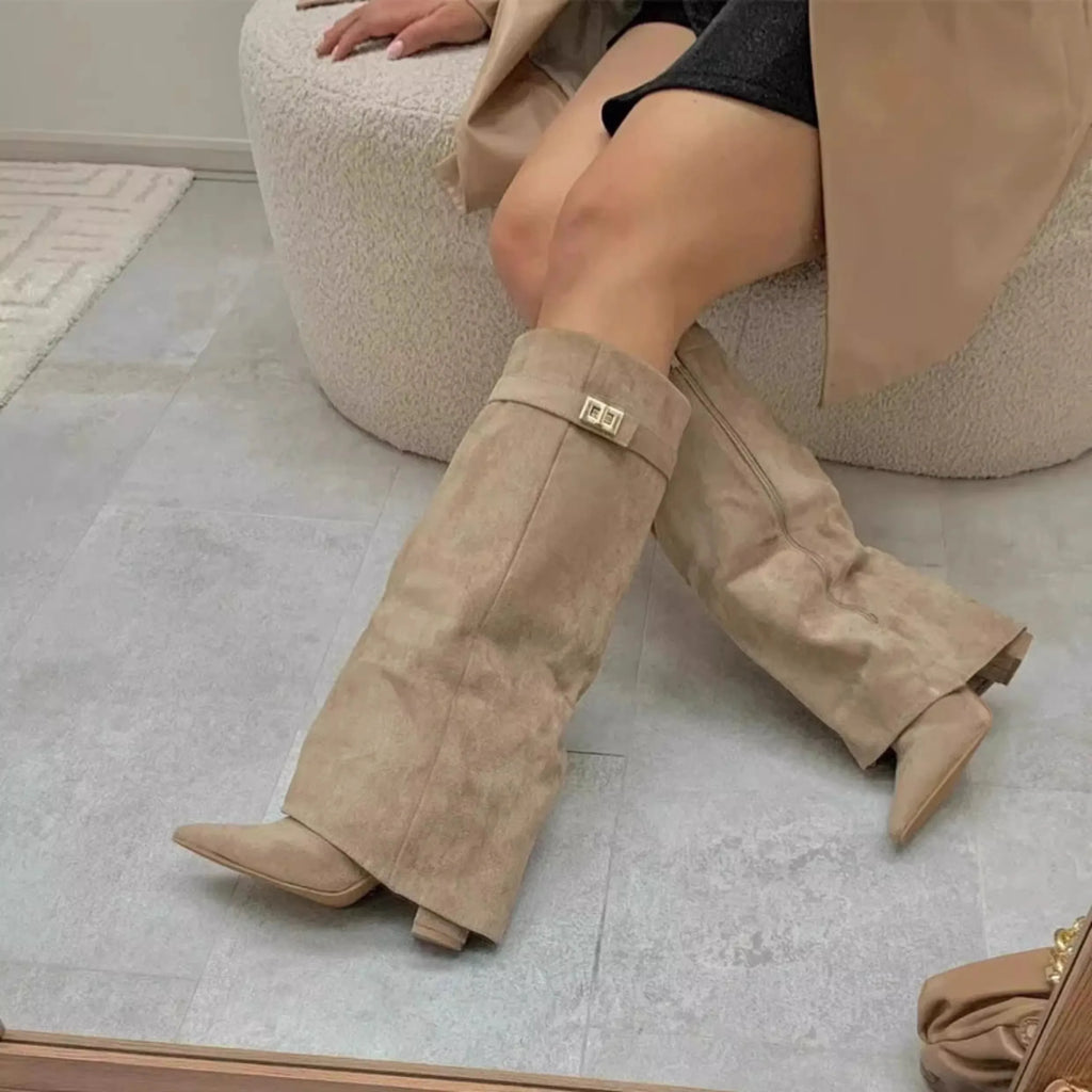 Botas de tacón alto en microfibra