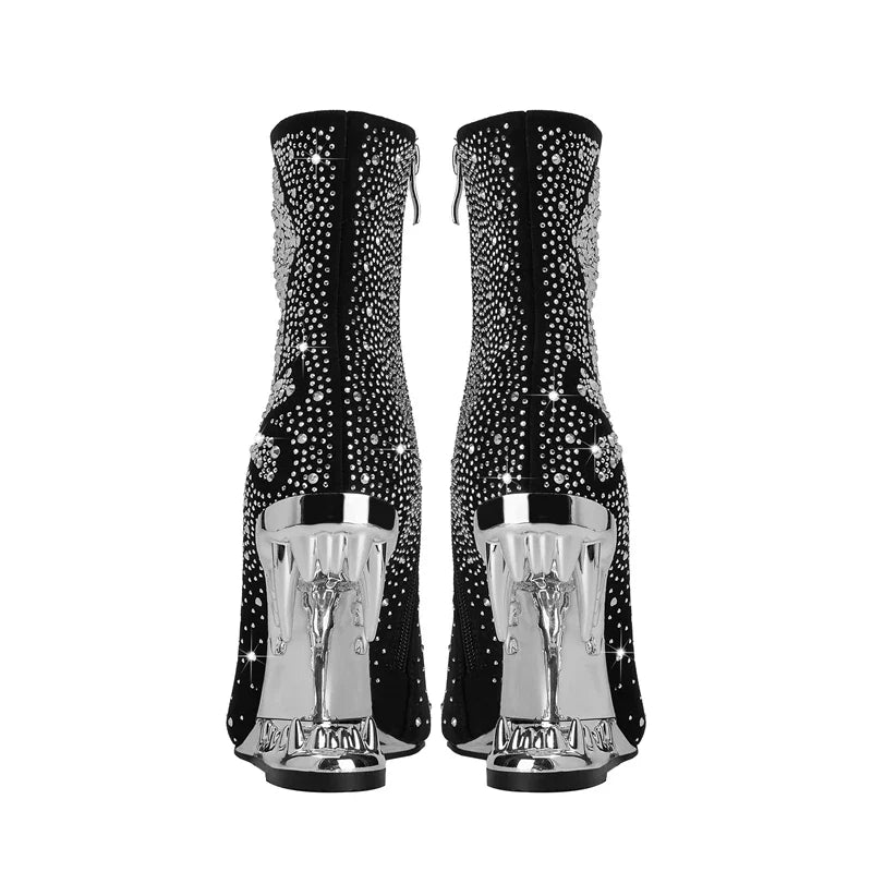 Botines con Tacón Metálico y Calavera