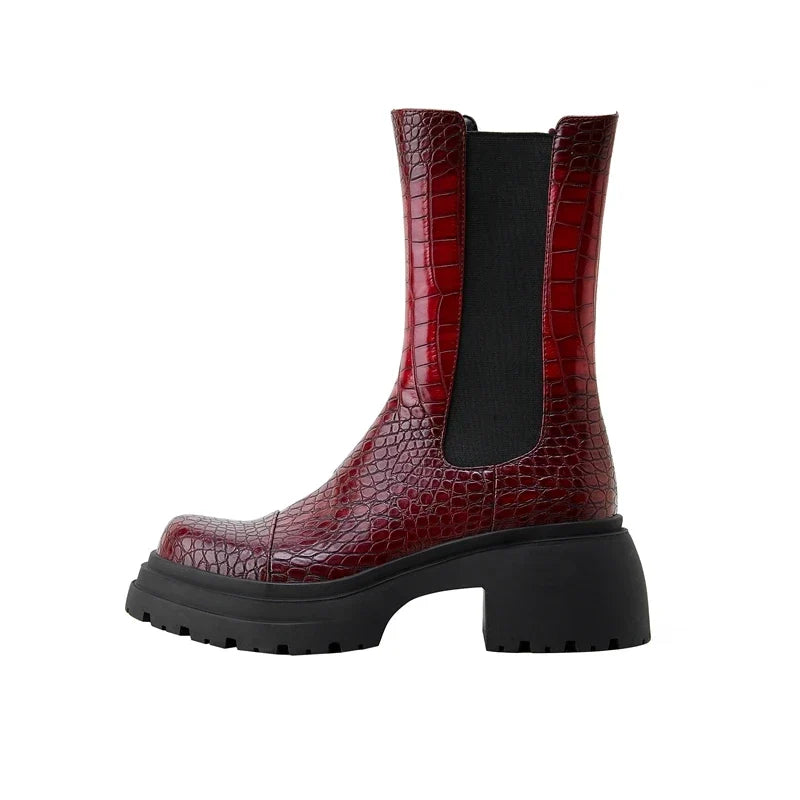 Botas western con plataforma y efecto cocodrilo