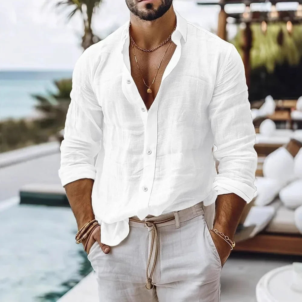 Camisa CAPRI de lino y algodón para playa