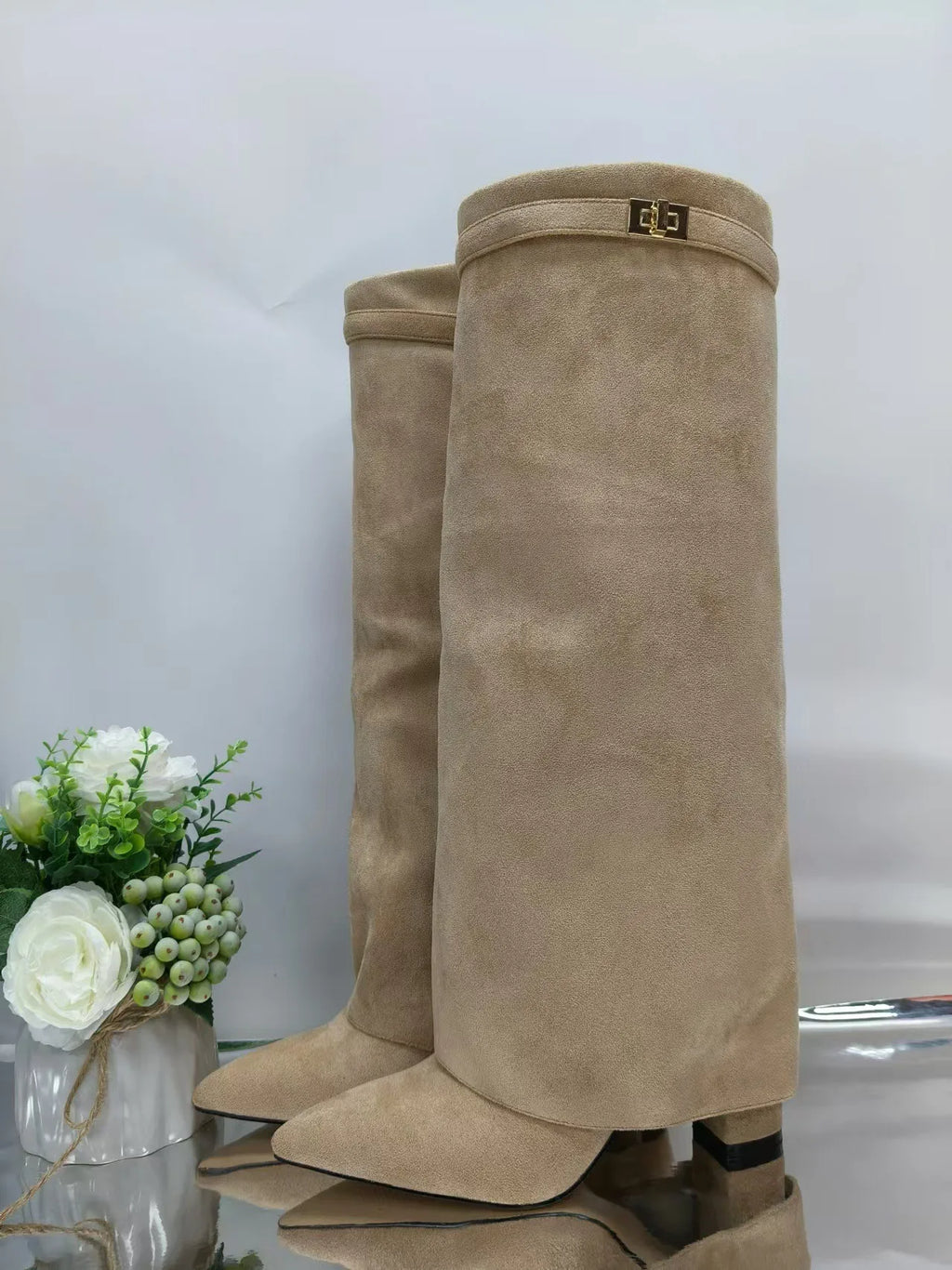 Botas de tacón alto en microfibra