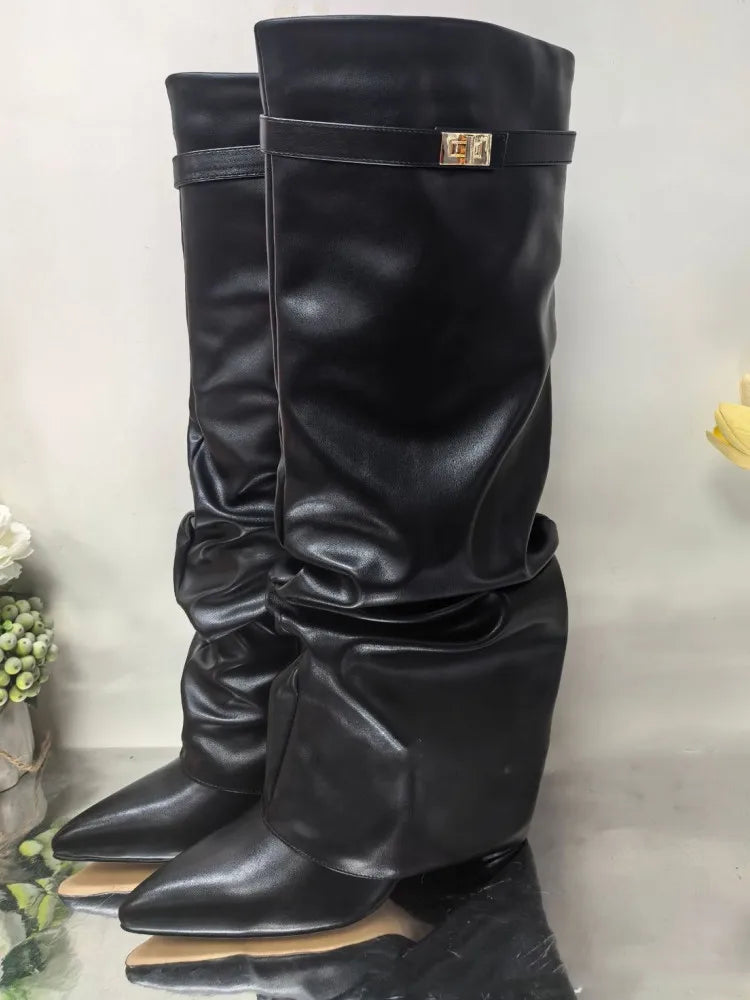 Botas de tacón alto en microfibra