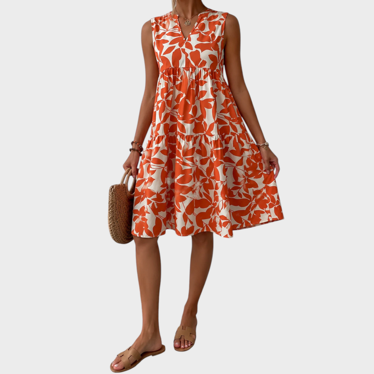 Soomin - Vestido de verano casual con estampado floral