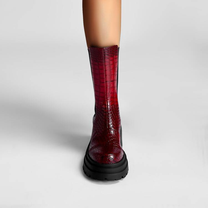 Botas western con plataforma y efecto cocodrilo