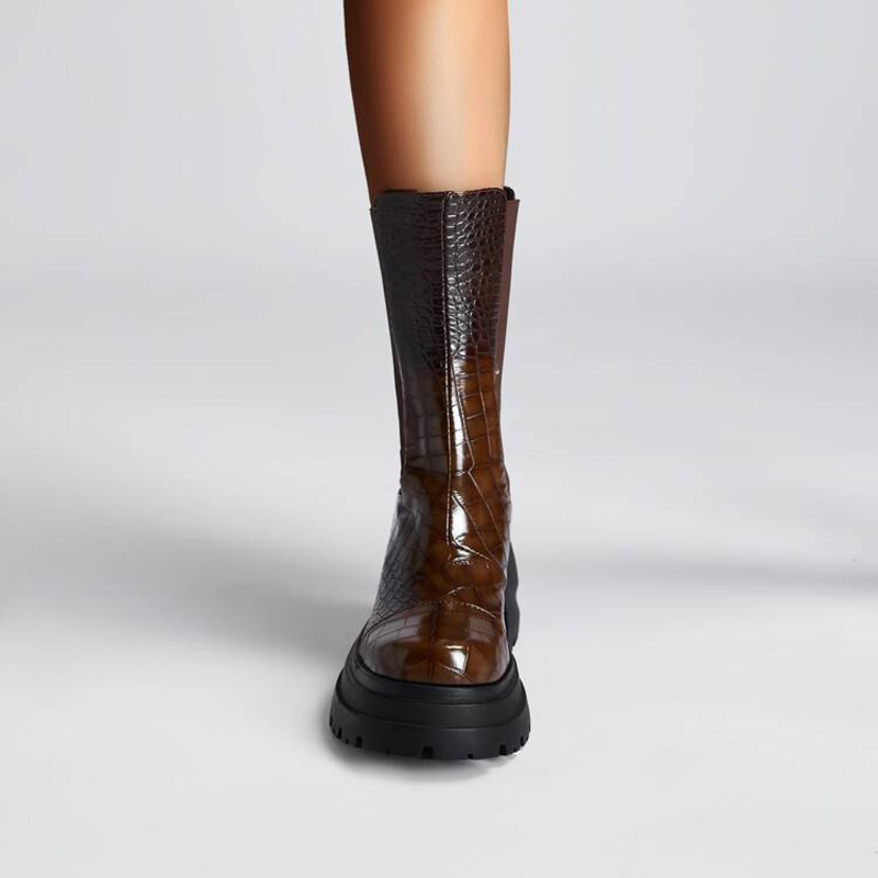 Botas western con plataforma y efecto cocodrilo