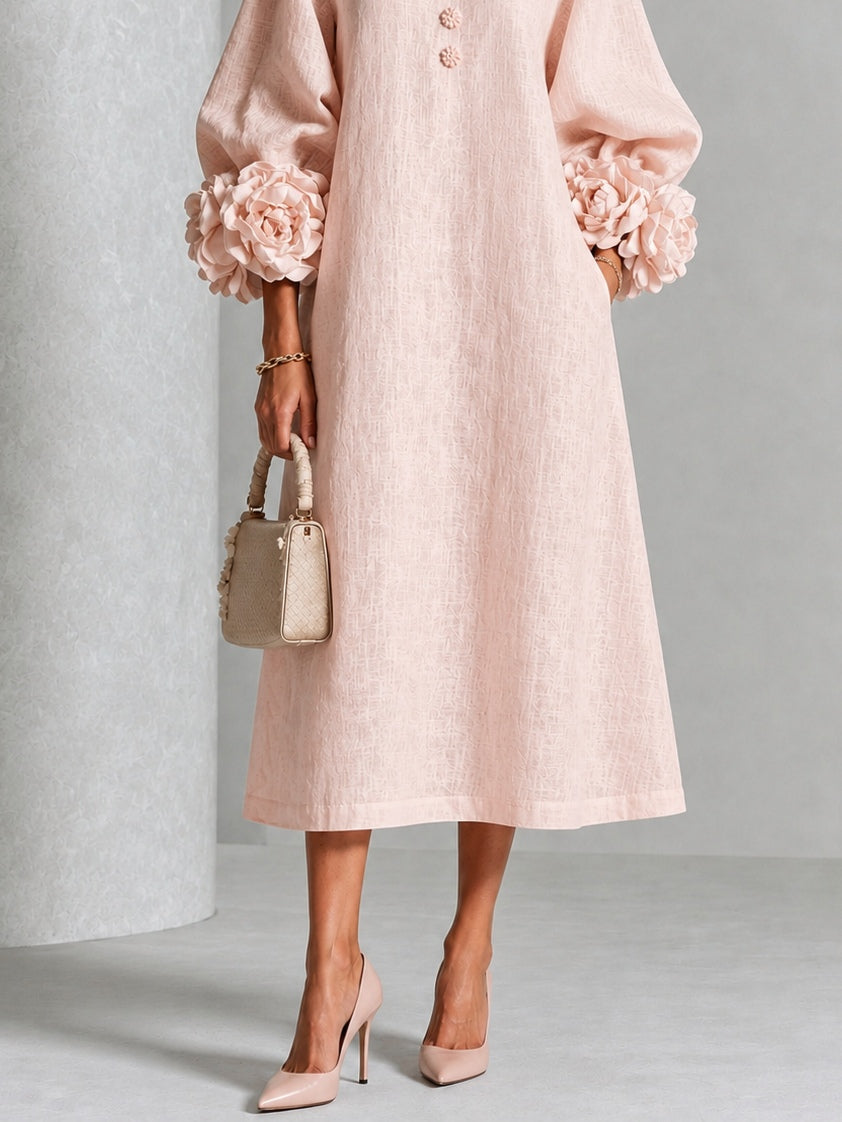 Vestido midi floral con puños