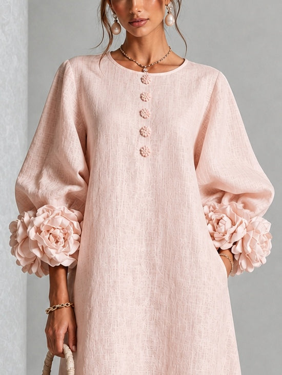 Vestido midi floral con puños