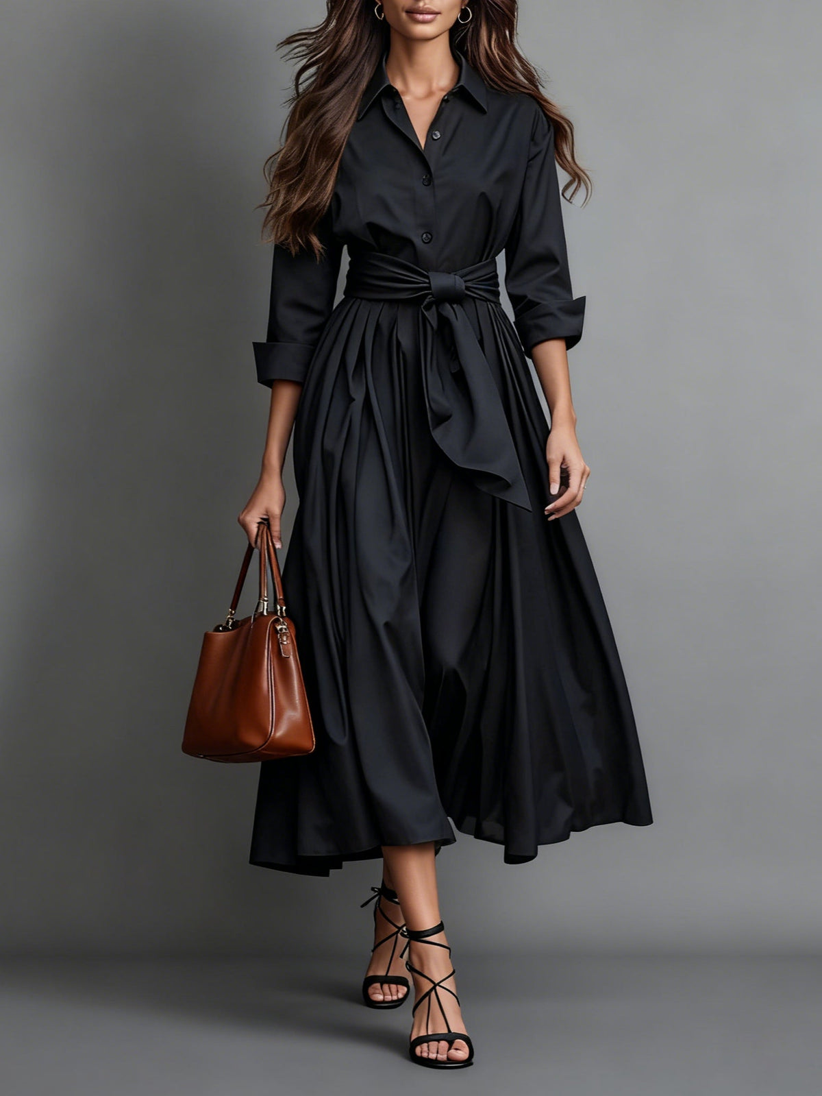 Vestido camisero maxi minimalista