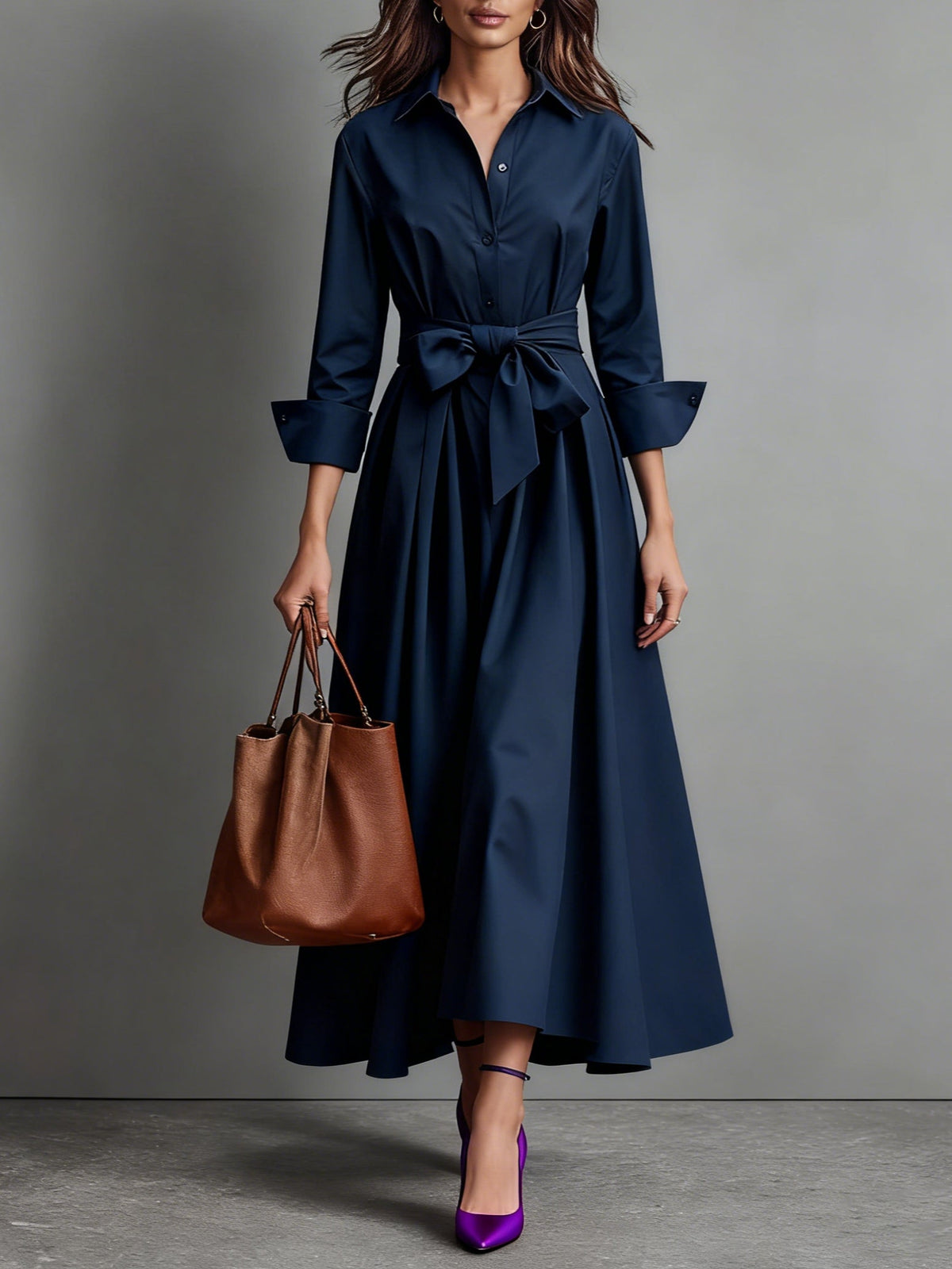 Vestido camisero maxi minimalista