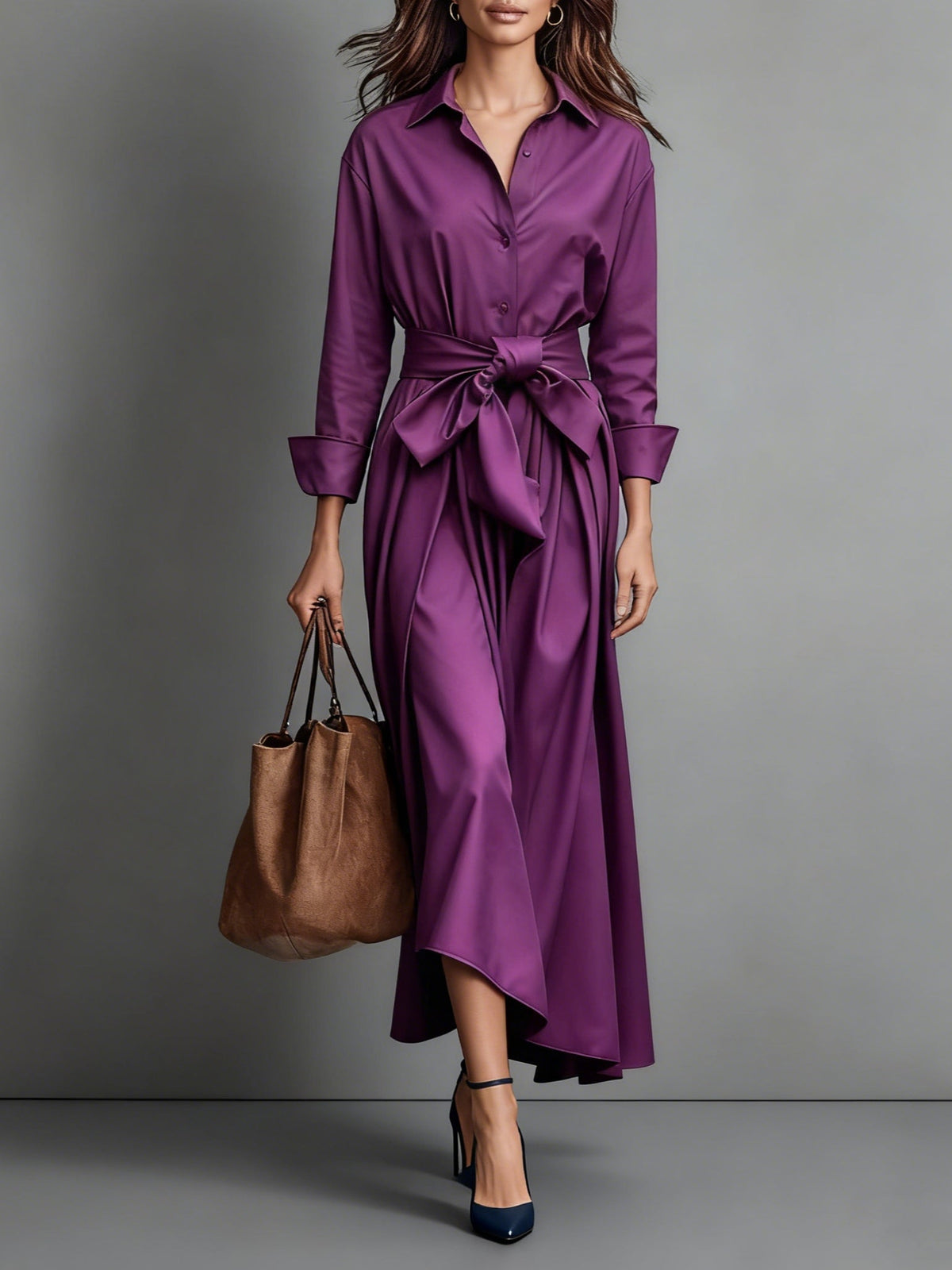 Vestido camisero maxi minimalista