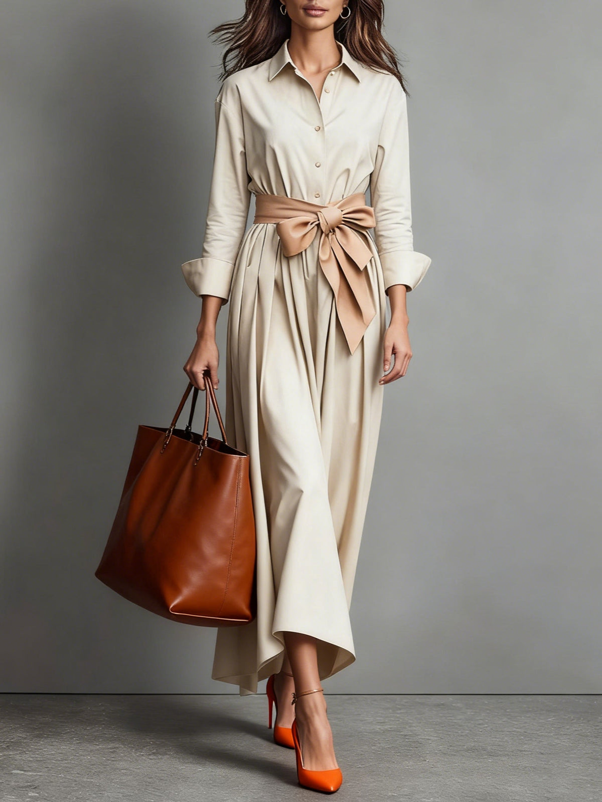 Vestido camisero maxi minimalista