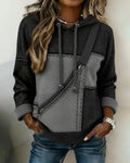 Soniya - Sudadera con capucha con bloques de color y patrón diagonal