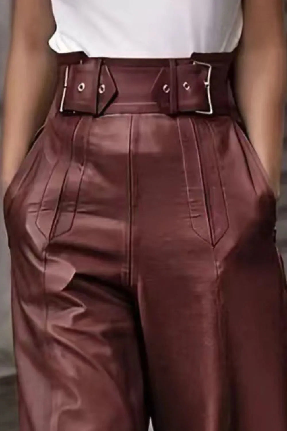 Pantalones de cintura alta y pierna ancha