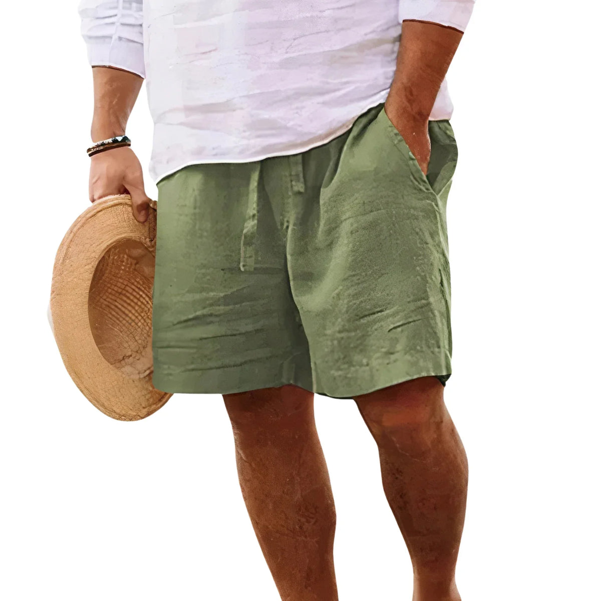 Pantalones cortos de algodón y lino 1+1 GRATIS