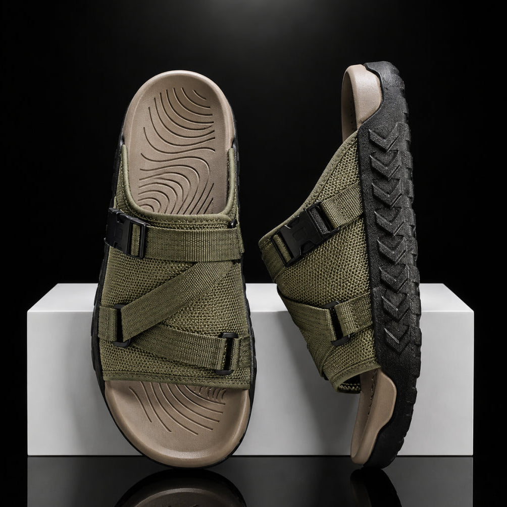 Hatton - Sandalias con tiras cruzadas ajustables y hebilla deslizante