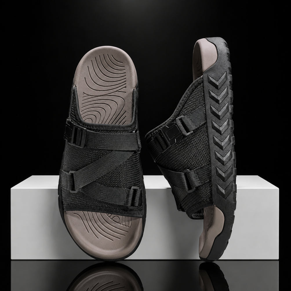 Hatton - Sandalias con tiras cruzadas ajustables y hebilla deslizante