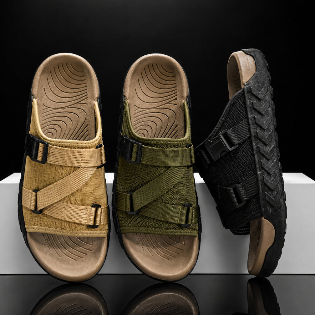 Hatton - Sandalias con tiras cruzadas ajustables y hebilla deslizante