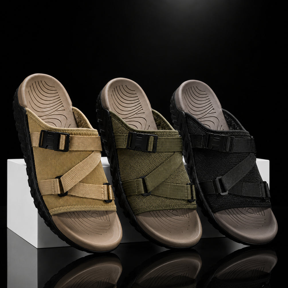 Hatton - Sandalias con tiras cruzadas ajustables y hebilla deslizante