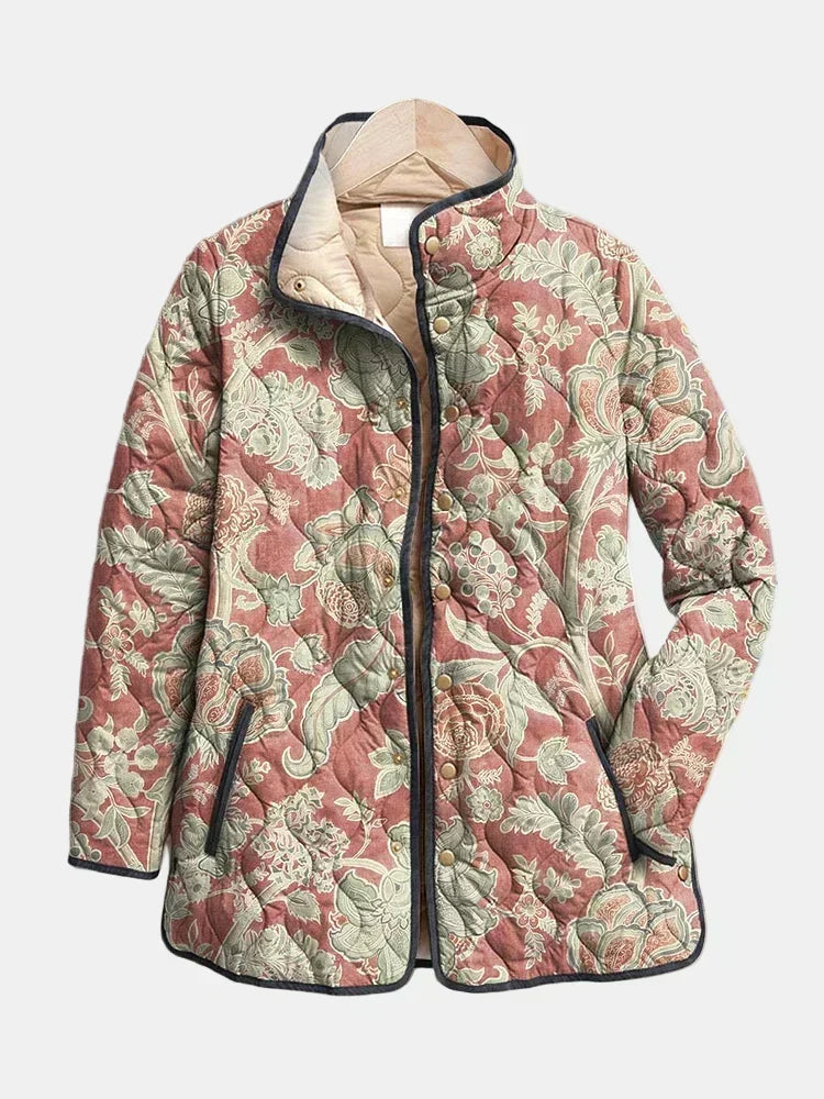 Chaqueta Acolchada de Damasco Terracota