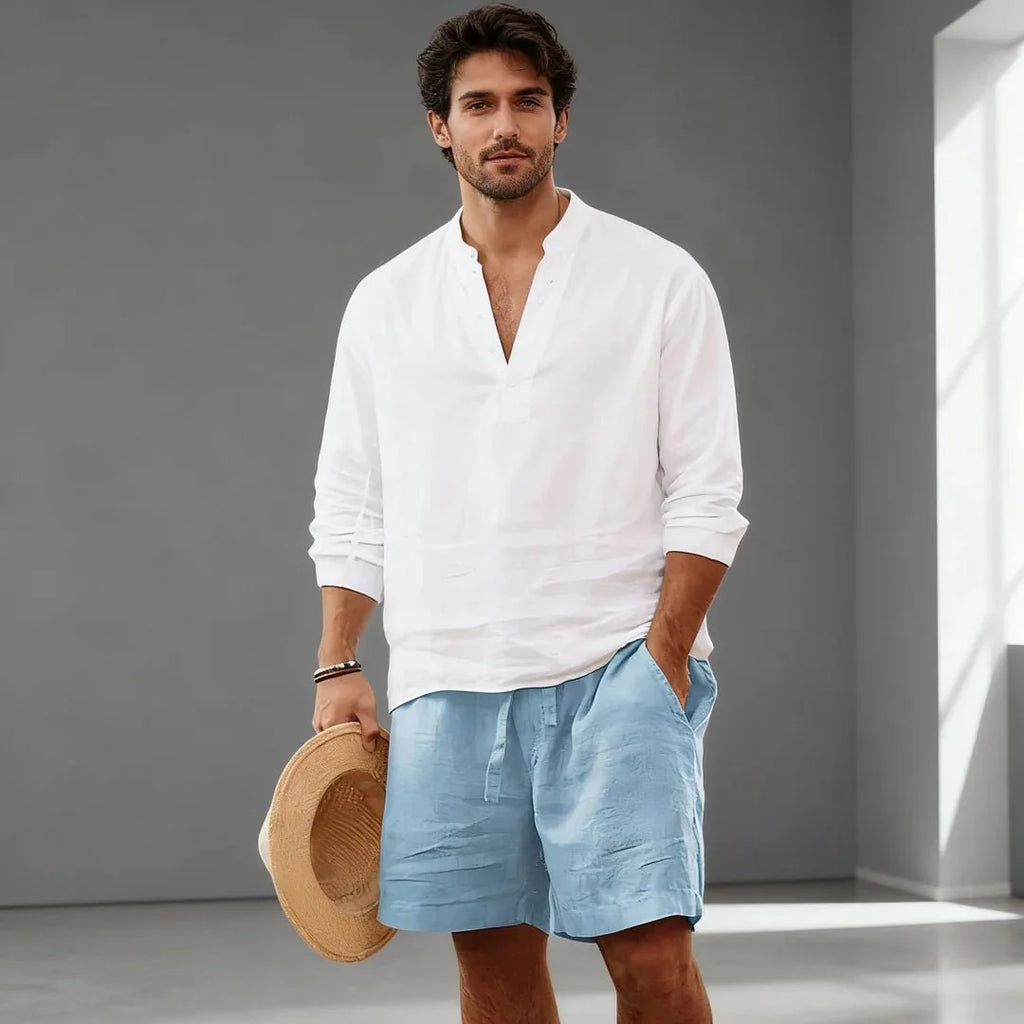 Pantalones cortos de algodón y lino 1+1 GRATIS