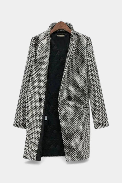 Abrigo largo elegante de pata de gallo Snezhana