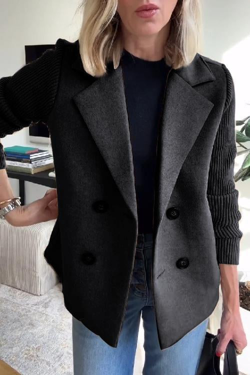Chaqueta casual con solapa y mangas de punto