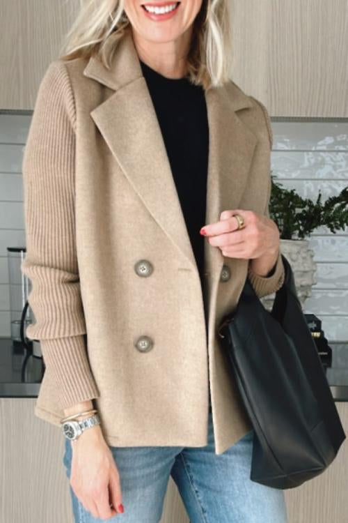 Chaqueta casual con solapa y mangas de punto