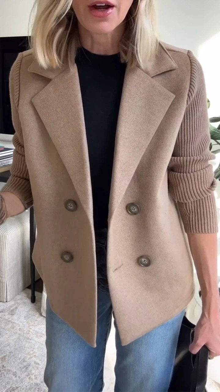 Chaqueta casual con solapa y mangas de punto