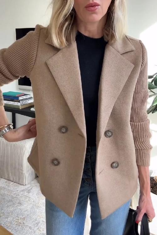 Chaqueta casual con solapa y mangas de punto