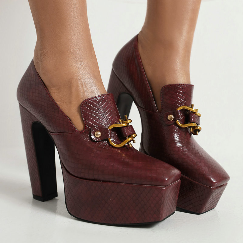 Zapatos de Plataforma con Hebilla Estilo Mocasín