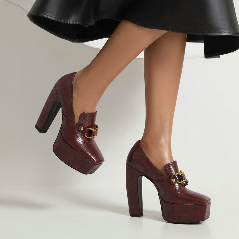 Zapatos de Plataforma con Hebilla Estilo Mocasín