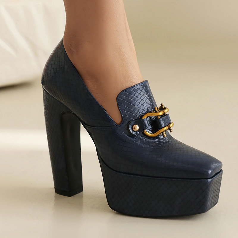 Zapatos de Plataforma con Hebilla Estilo Mocasín
