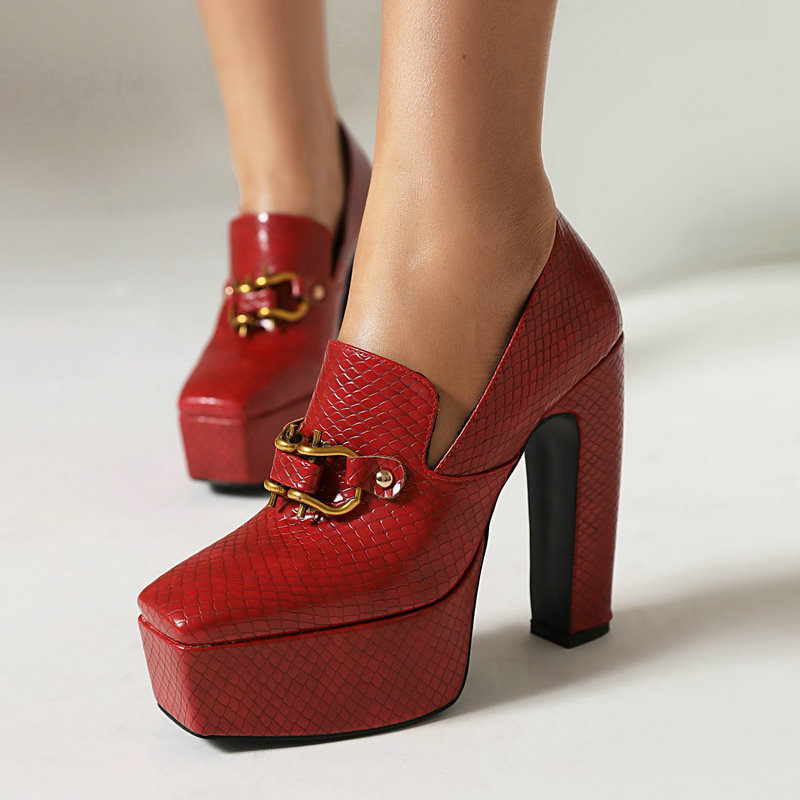 Zapatos de Plataforma con Hebilla Estilo Mocasín