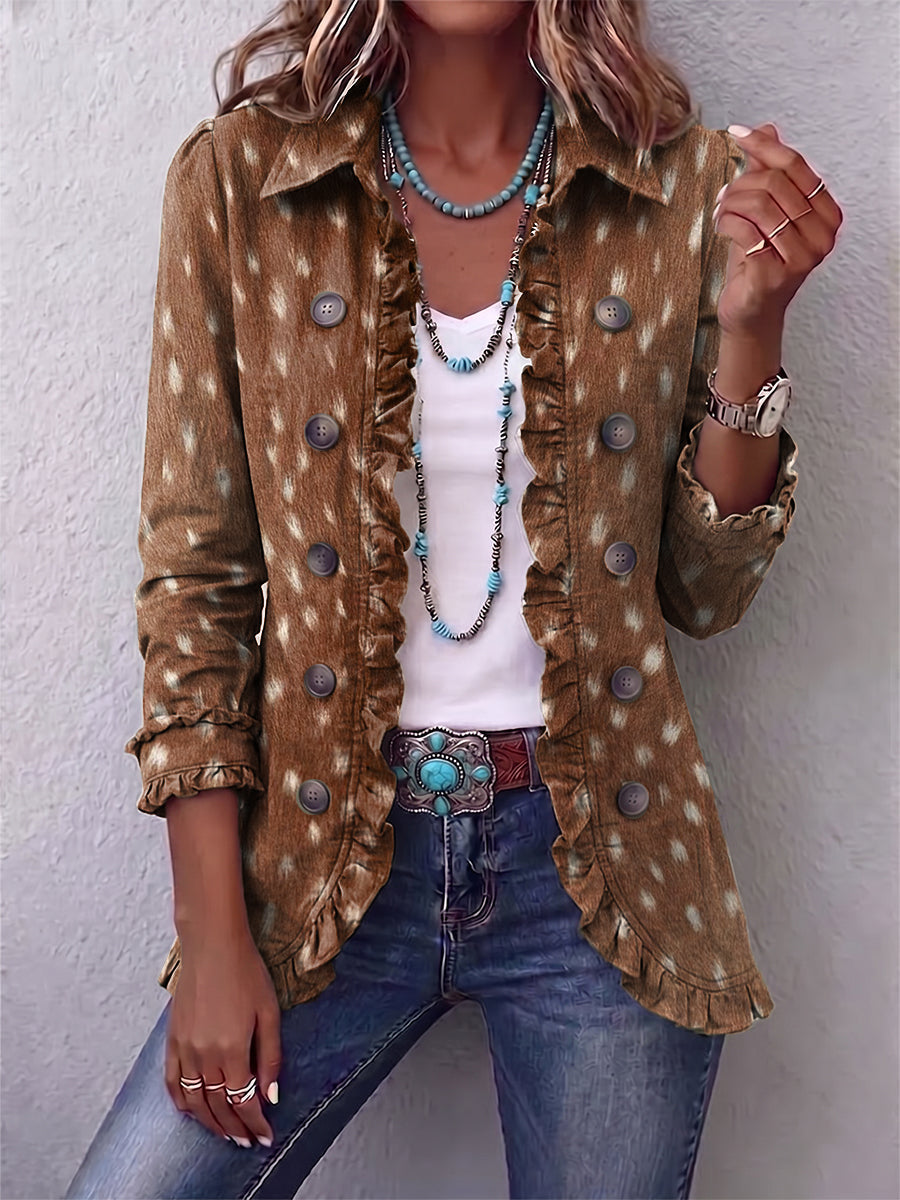 Chaqueta con estampado animal y volantes