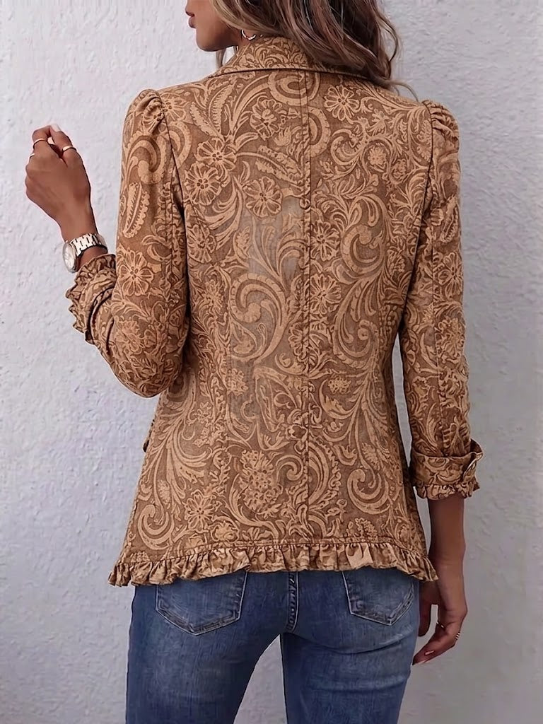 Chaqueta Floral Vintage con Volantes