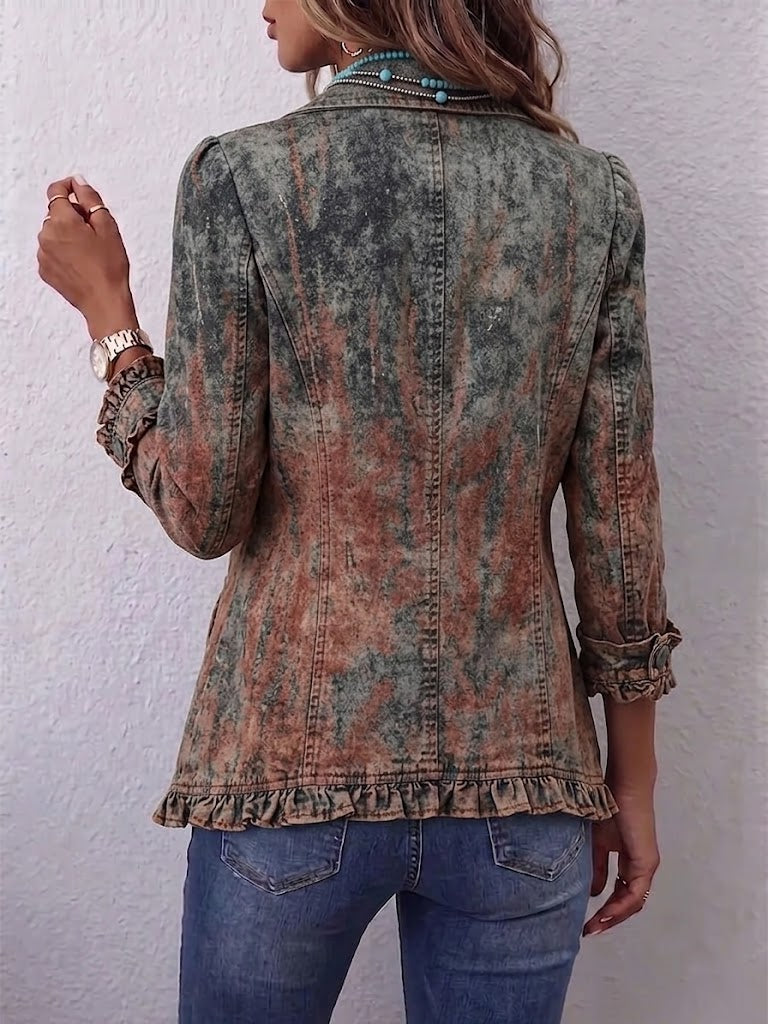 Chaqueta degradada texturizada con volantes