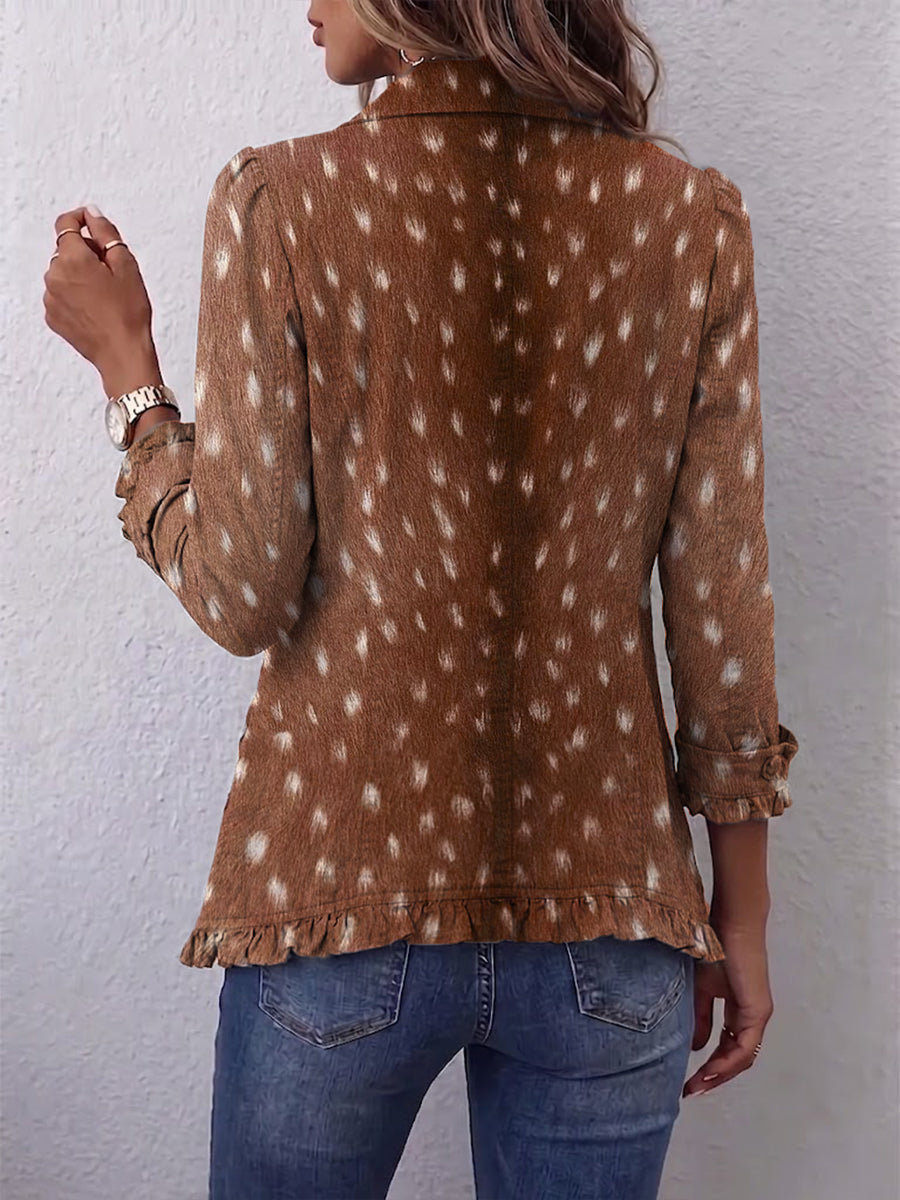 Chaqueta con estampado animal y volantes