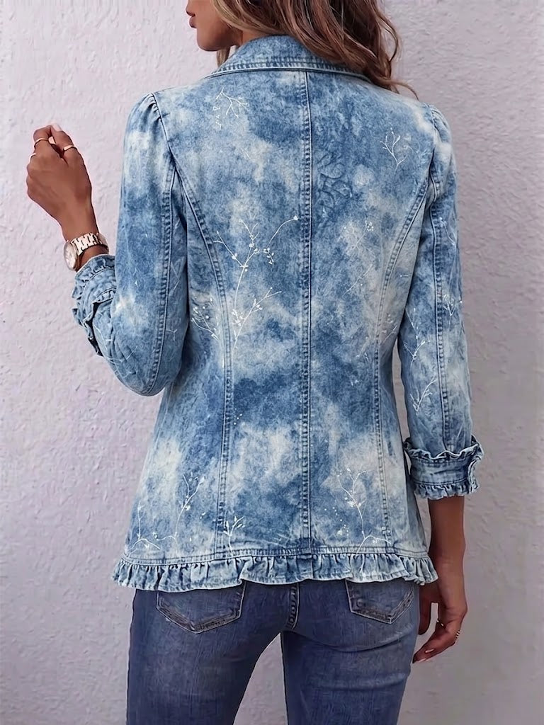 Chaqueta botánica con degradado y volantes