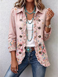 Chaqueta Floral Rosa con Volantes y Botones