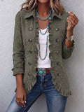 Eloria - Chaqueta con bordados florales, cierre frontal de botones y bajo con volantes