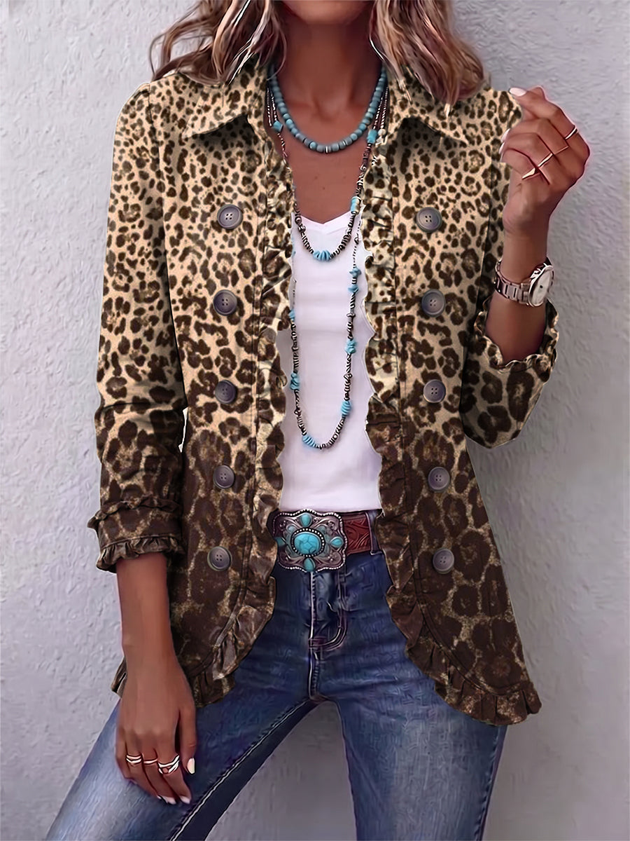 Chaqueta de leopardo con volantes