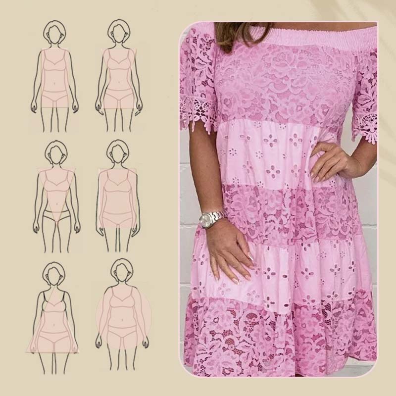 Vestido bustier de encaje calado y patchwork para mujer