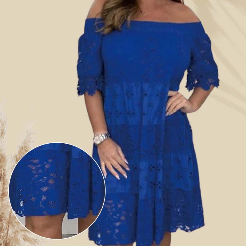 Vestido bustier de encaje calado y patchwork para mujer