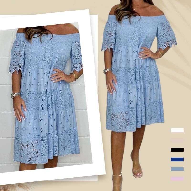 Vestido bustier de encaje calado y patchwork para mujer