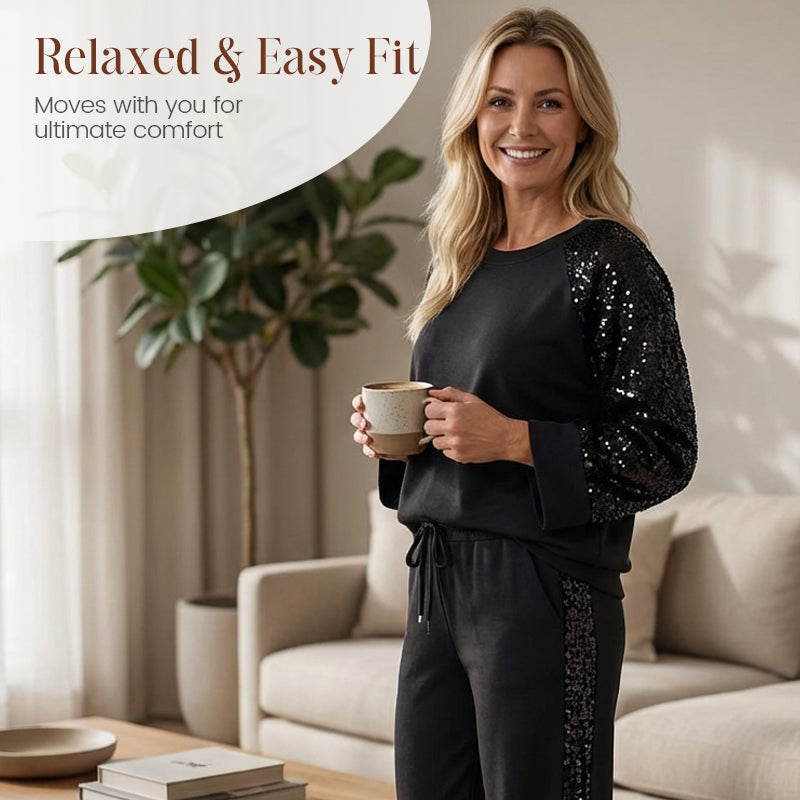 Conjunto de mujer con jersey y pantalón de lentejuelas