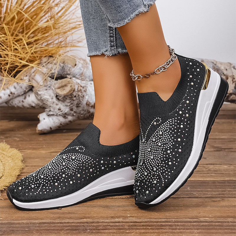 Zapatillas deportivas sin cordones para mujer con strass y motivo de mariposas