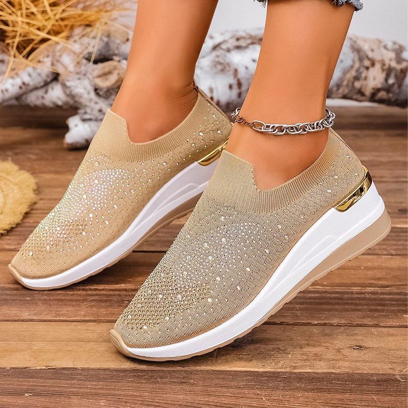 Zapatillas deportivas sin cordones para mujer con strass y motivo de mariposas