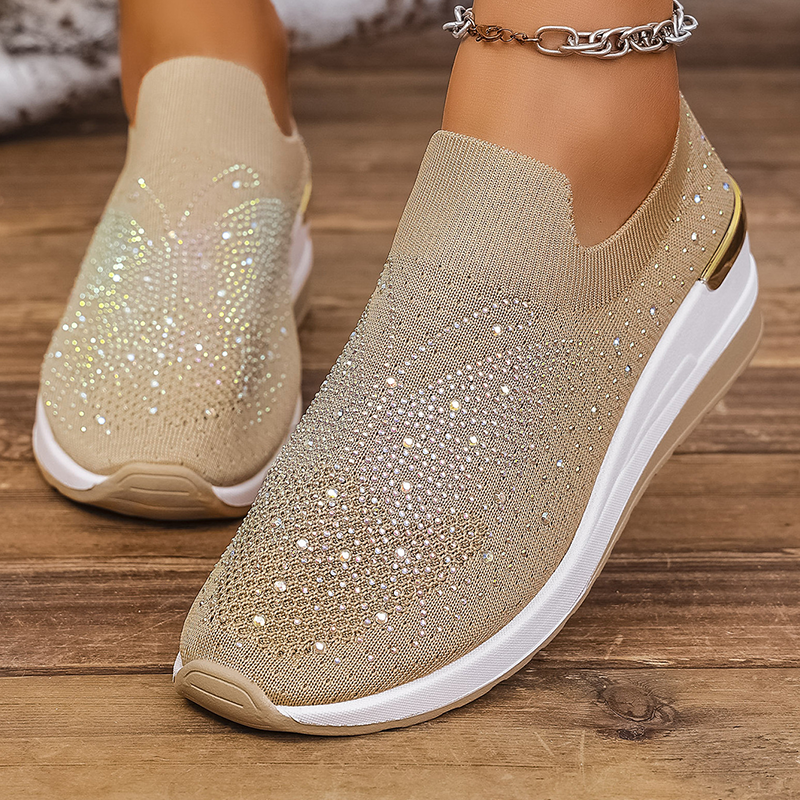 Zapatillas deportivas sin cordones para mujer con strass y motivo de mariposas