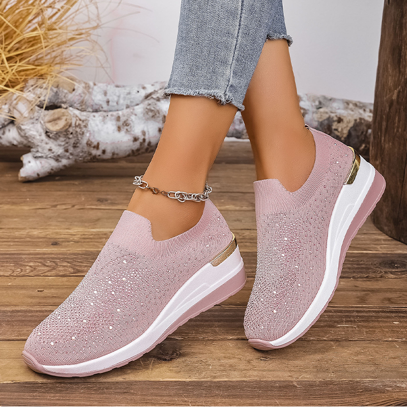 Zapatillas deportivas sin cordones para mujer con strass y motivo de mariposas
